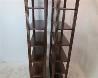 Pair of MCM oak 6 shelf etageres. PIC 2