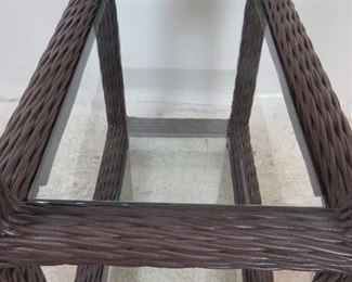 wicker 4 glass shelf etagere. PIC 2