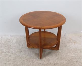 ITEM 247--- Lane MCM 2 tier table, 26.5" diameter, 22" high. $100.00