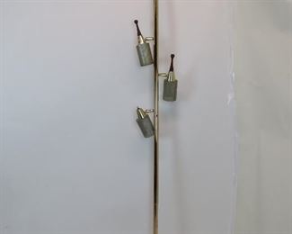 ITEM 258--- MCM pole lamp, AS IS missing 1 wood handle, spring mechanism detached. 91.5" high. $40.00