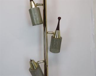 MCM pole lamp, AS IS missing 1 wood handle, spring mechanism detached. PIC 4