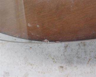 MCM boomerang style coffee table, chips on glass, surface marks, stains. PIC 3