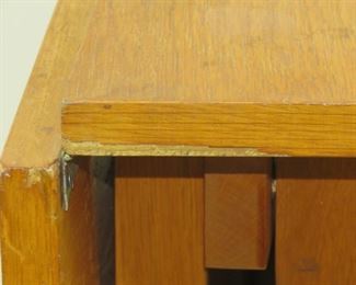 MCM dropleaf folding table. Has some chips, veneer loss, scratches. PIC 4