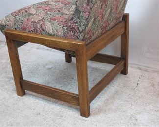 Frank Lloyd Wright style square wood frame, pair of upholstered chairs. PIC 4