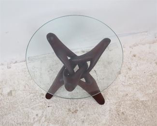 ITEM 281-Adrian Pearsall style glass top stand with folding base. PIC 2