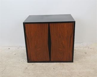 ITEM 286-Rosewood front hanging cabinet, comes with wood slat in back to hang. has scuffs and scratches. 26" wide, 18" deep, 24" high $250.00