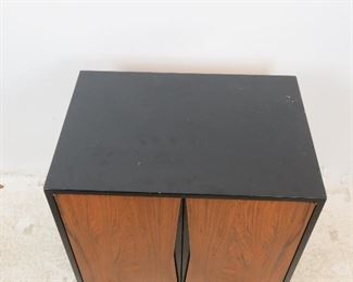 ITEM 286-Rosewood front hanging cabinet, comes with wood slat in back to hang. has scuffs and scratches. PIC 2