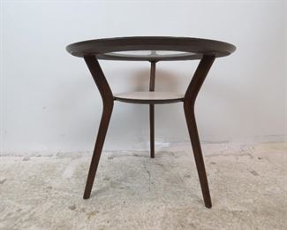ITEM-288-- MCM 2 tier glass and laminate top table. PIC 2