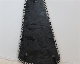 ITEM 300--MCM zebra pattern boomerang coffee table. minor stain, fabric lifting at ends. PIC 4