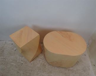 ITEM--303-- 2 faux marble composition pedestals / tables, minor finish loss, nicks, PIC 2