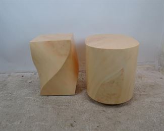 ITEM--303-- 2 faux marble composition pedestals / tables, minor finish loss, nicks, PIC 4