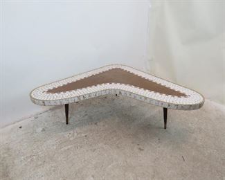 ITEM-304-- MCM tile top laminate boomerang coffee table. 54" long, 41" wide, 15" high. $350.00