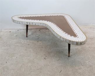 ITEM-304-- MCM tile top laminate boomerang coffee table. PIC 2