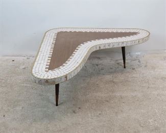 ITEM-304-- MCM tile top laminate boomerang coffee table. PIC 5