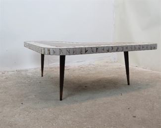 ITEM-304-- MCM tile top laminate boomerang coffee table. PIC 7