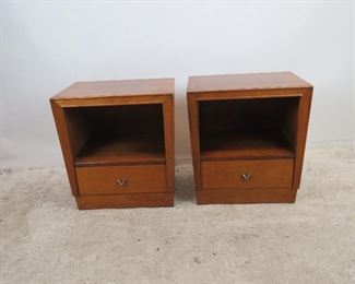 ITEM 307-- Pair of MCM nightstands by Unagusta. holes in back for cords. 22" wide, 16" deep, 24.25" high $ 300.00