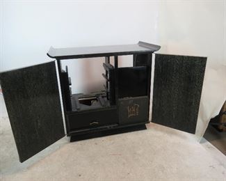 ITEM-309-- MCM cerused ebony, hi fi / television cabinet. no insides or back. great project to re-purpose cabinet. PIC 3