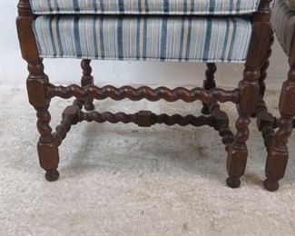 ITEM--350 Pair Jacobean style barley twist arm chairs. PIC 2