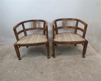 ITEM--351-- Pair of MCM Drexel Heritage rolling lounge chairs. PIC 3