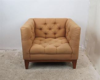ITEM-357-- MCM tufted cube lounge chair. minor wood frame nicks and upholstery marks. 33.5" wide, 29.5" deep, 27.5" high, 14.5" height to seat. $250.00
