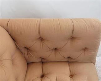 ITEM-357-- MCM tufted cube lounge chair. minor wood frame nicks and upholstery marks. PIC 3