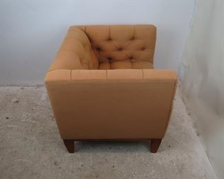 ITEM-357-- MCM tufted cube lounge chair. minor wood frame nicks and upholstery marks. PIC 2