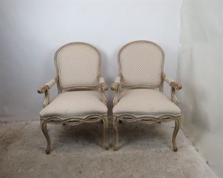 ITEM-359- Pair of french armchairs Made by Fairfield. good overall condition. 26.5" wide, 24.5" deep, 42" high, 19" height to seat. $350.00