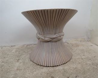 ITEM- 362-- Mcguire bamboo wheat sheaf table, no glass, bamboo splits top. PIC 2
