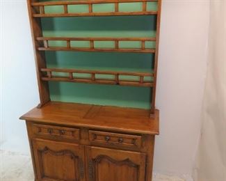ITEM- 363--2 part country french step back cupboard with plate rack. comes with key. PIC 7