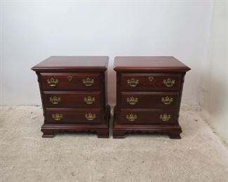 ITEM-367-- Pair of Pennsylvania House mahogany 2 drawer night stands. 22" wide, 16" deep, 24.5" high $175.00