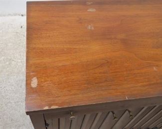 ITEM- 368-- Pair of MCM walnut nightstands. Great style but has finish ware. needs TLC. PIC 4