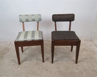 ITEM 370-- 2 MCM sewing chairs with storage seat. 1 Singer label. 17.25" wide, 20" deep, 30.25" high, 18" height to seat. $150.00 for both or 85.00 each.