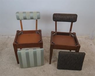 ITEM 370-- 2 MCM sewing chairs with storage seat. 1 Singer label. PIC 2