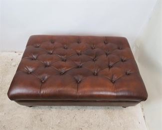ITEM- 373--contemporary tufted large leather ottoman. PIC 2