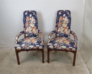 ITEM- 374- Pair of Tomlinson modern style upholstered fireplace lounge chairs. 24" wide, 24" deep, 44.5" high, 18" height to seat. $350.00