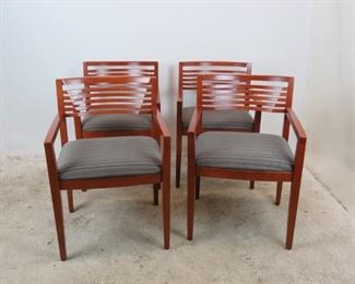 ITEM- 379- Set of 4 Knoll "Ricchio" designed arm chairs. has some nicks and scratches from normal use. 21.75" wide, 23" deep, 31.75" high. 18" high to seat. $300.00