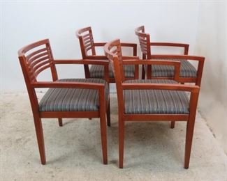 ITEM- 379- Set of 4 Knoll "Ricchio" designed arm chairs. has some nicks and scratches from normal use. PIC 2