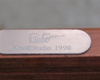 ITEM- 379- Set of 4 Knoll "Ricchio" designed arm chairs. has some nicks and scratches from normal use. PIC 3