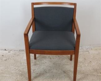 ITEM-380- Knoll "Ricchio" designed upholstered arm chair. Minor surface imperfections from normal use. 21.75" wide, 23" deep, 31.5" high. 17.5" high to seat. $95.00