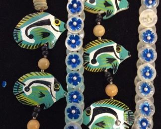 Artisanal Vintage Fish/ Button Necklace