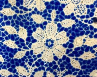 Cobalt Blue Floral LEE ART GLASS Plate