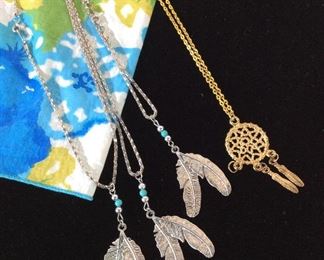 Sioux Tribal Feather + Dream Catcher Necklaces, 5
