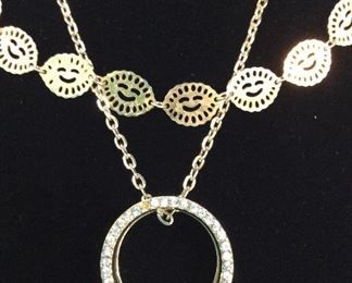Lot 3 Gold Tone Necklaces, ladies costume jewelry
