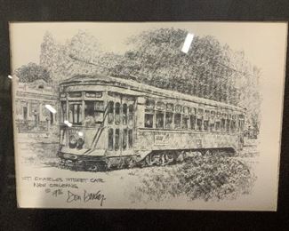 Print of a Pencil Drawing, Don Davey Street Car