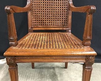 Vintage Caned Carved Wooden Child's Chair