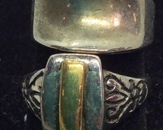 2 Silver Toned Fashion Rings, Vintage
