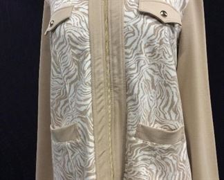 Susan Graver Beige Knit Sweat Jacket