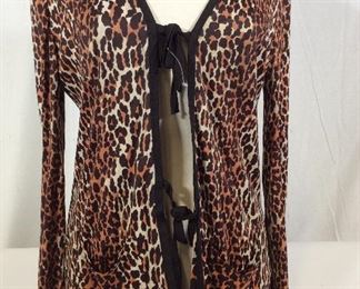 Animal Print Slinky Fabric Cardigan