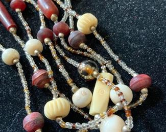 Vintage bead Necklace, multi material
