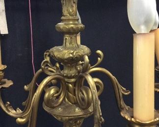 Vintage 5 Arm Victorian Bronze Ceiling Chandelier